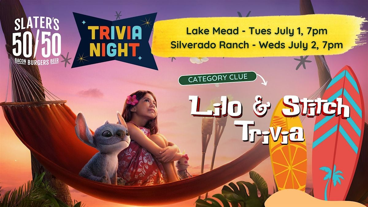 "Lilo & Stitch" Trivia Night at Slater's 50/50 - Lake Mead, 1 July | Event in Las Vegas | AllEvents