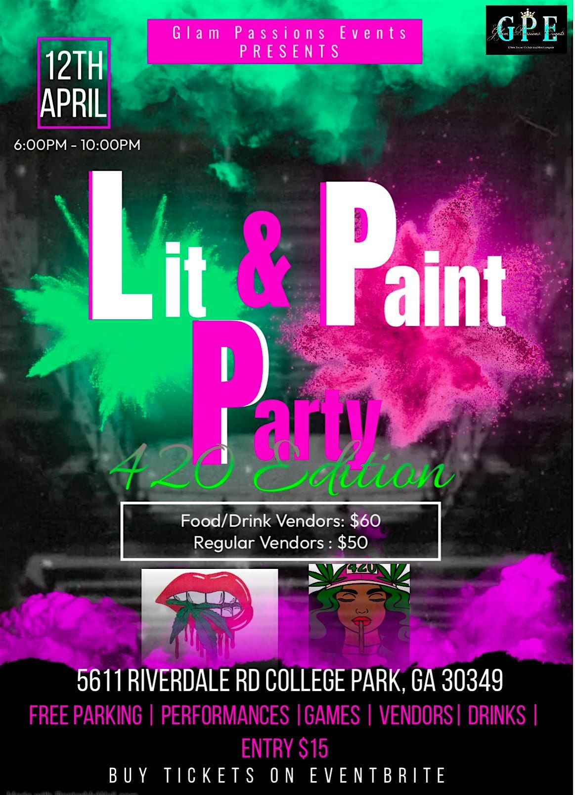Lit & Paint Party 420 Edition, 5 April | Event in College Park | AllEvents