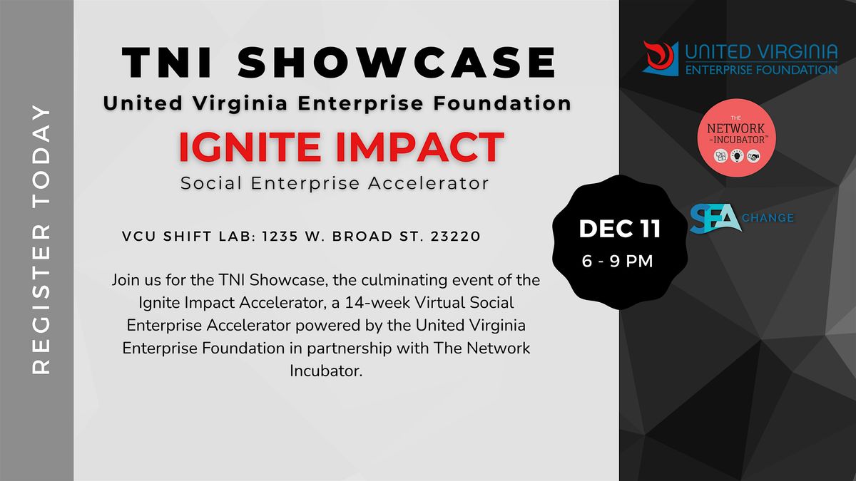 TNI Showcase: United Virginia Ignite Impact Accelerator Presentations, 11 December | Event in Richmond | AllEvents