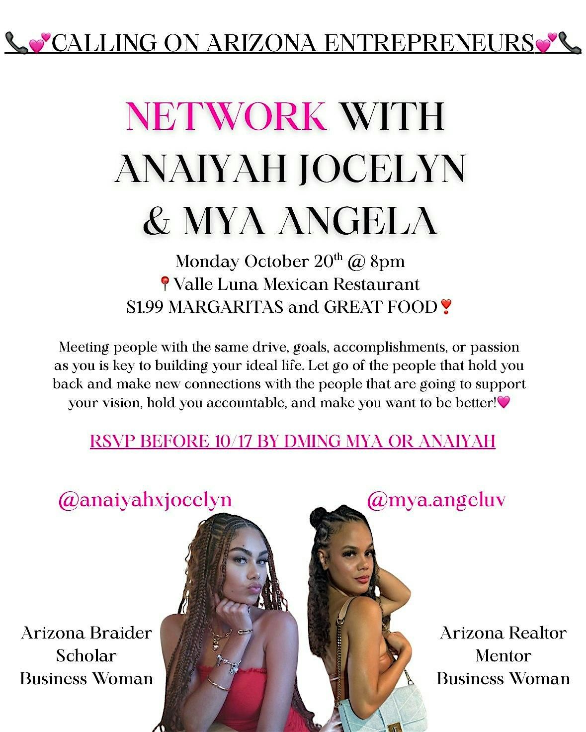 Network with Anaiyah Jocelyn & Mya Angela, 20 October | Event in Chandler | AllEvents