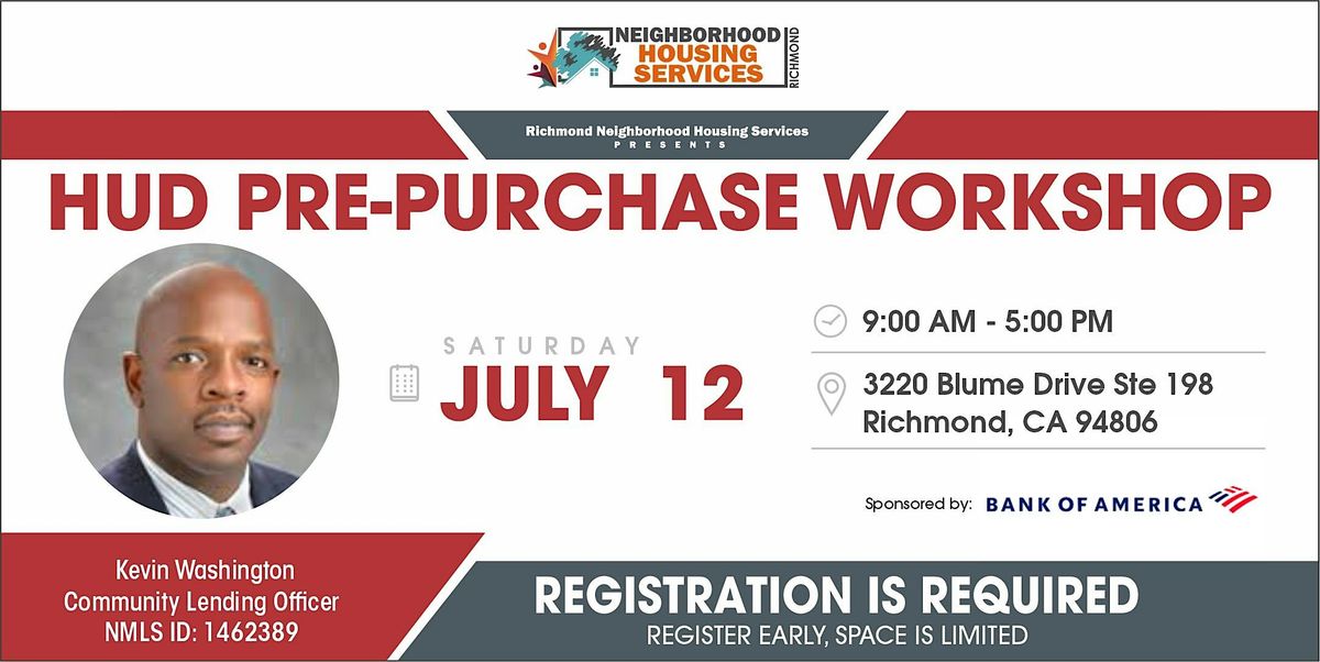 July's HUD Pre-Purchase Workshop!, 12 July | Event in Richmond | AllEvents