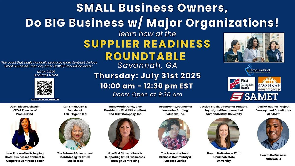 Savannah SMALL Biz Owners, Do BIG Business w/ First Citizens and more!, 31 July | Event in Savannah | AllEvents