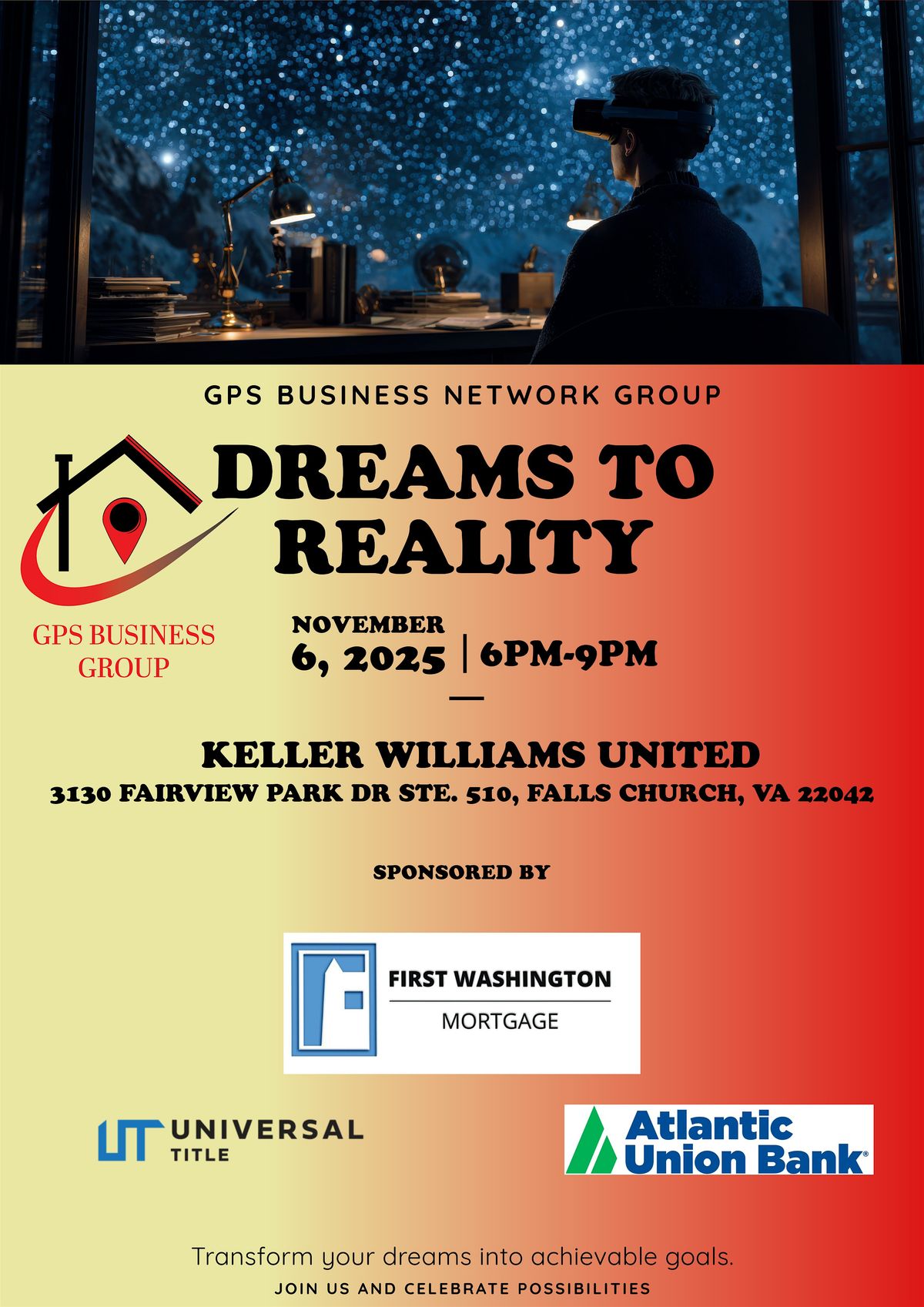 Dreams to Reality - Networking Event, 6 November | Event in Falls Church | AllEvents