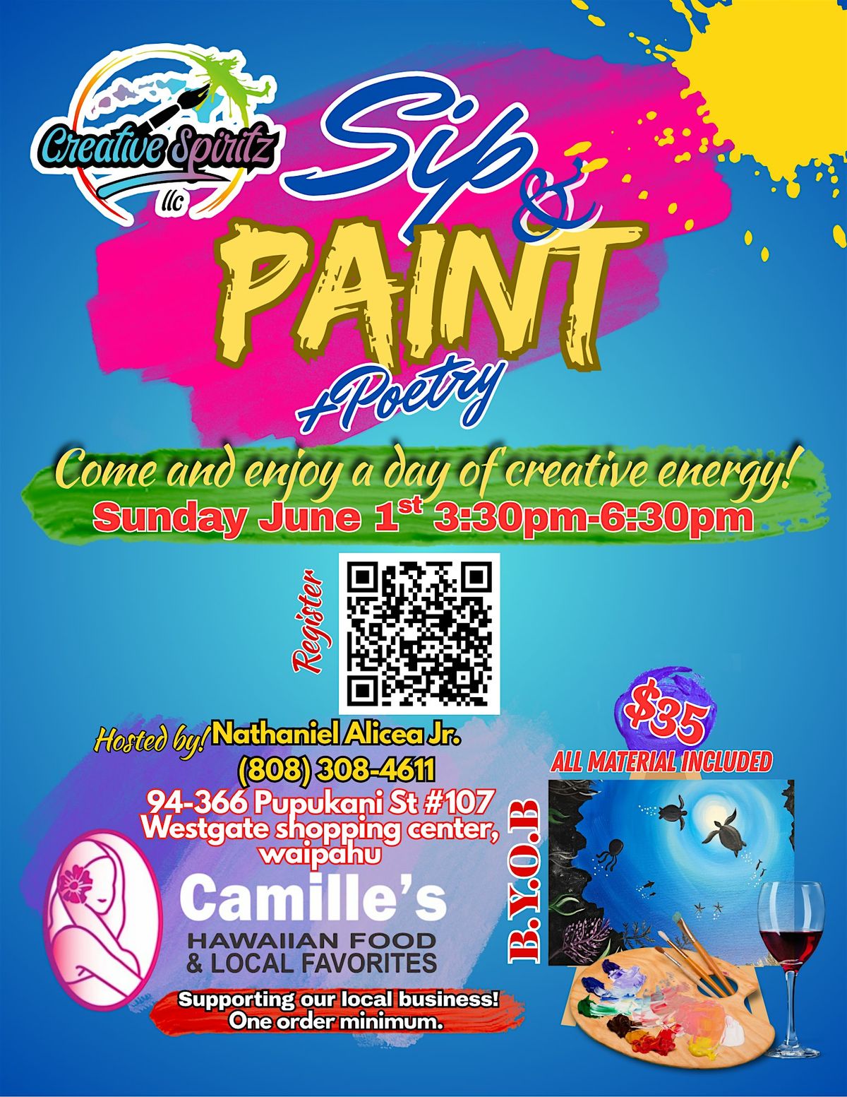 Sip & Paint + spoken word, 1 June | Event in Waipahu | AllEvents