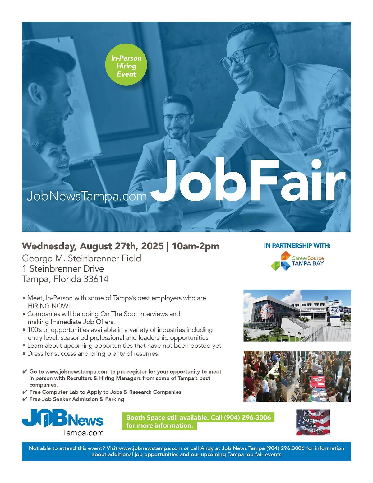 ** TAMPA JOB FAIR - Local Companies Hiring  for 100's of JOBS - August 27th, 27 August | Event in Tampa | AllEvents