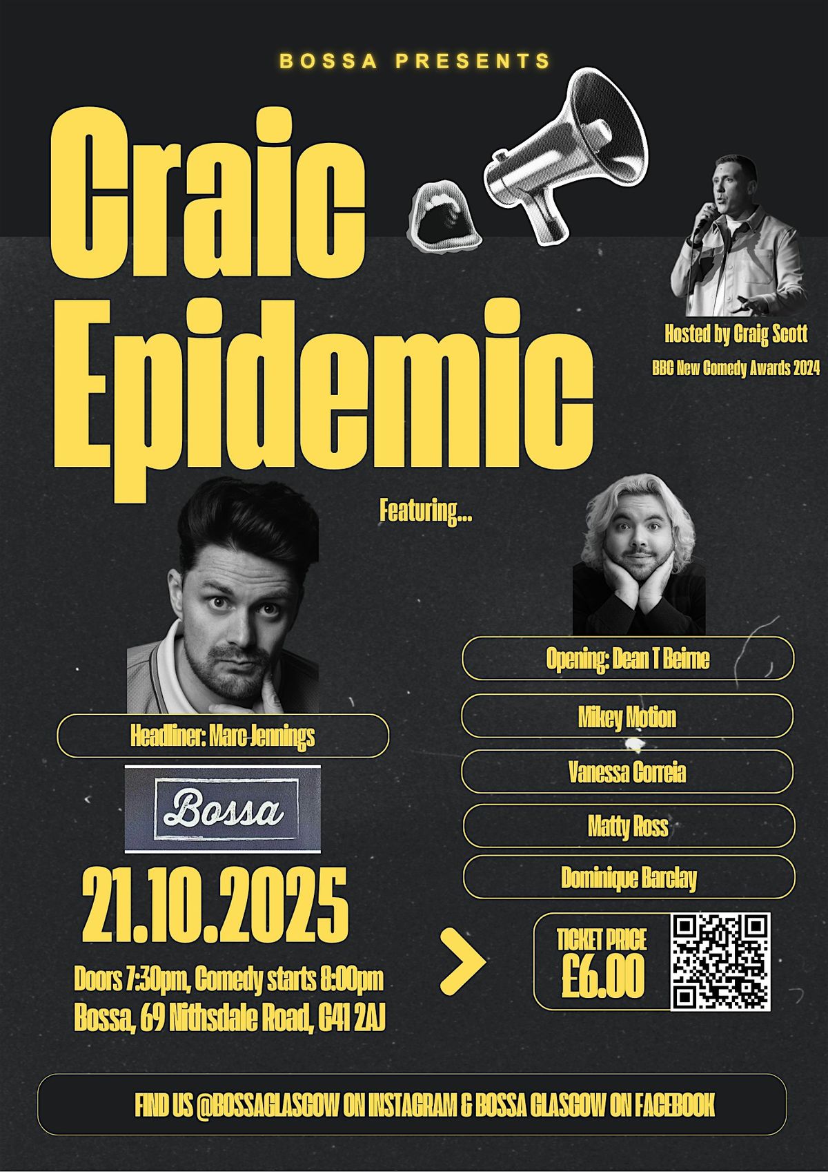 CRAIC EPIDEMIC v8 - FT. MARC JENNINGS, 21 October | Event in Glasgow | AllEvents