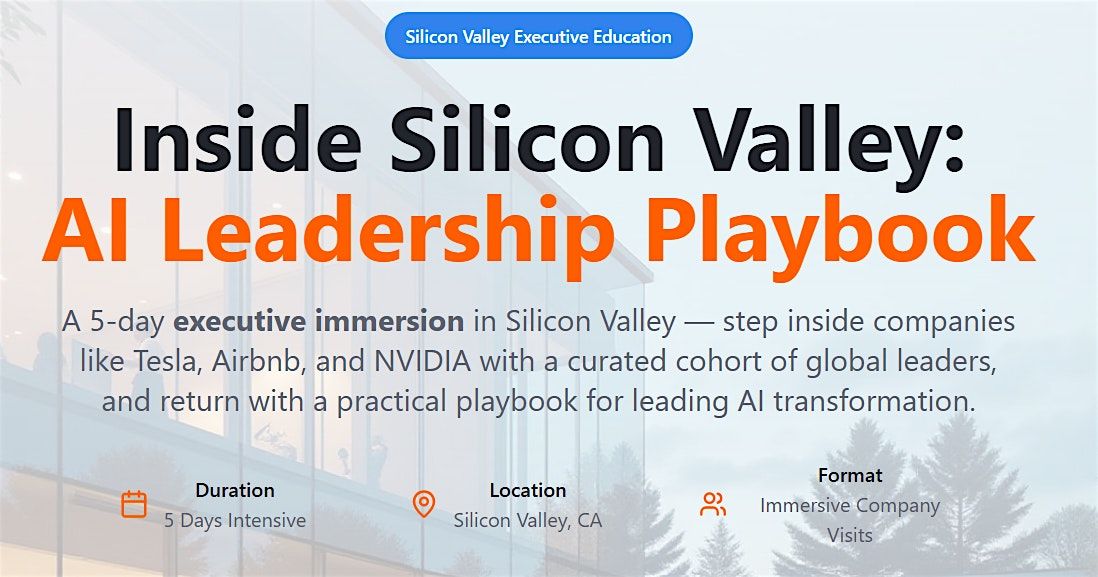 Inside Silicon Valley: AI Leadership Playbook, 30 March | Event in Palo Alto | AllEvents