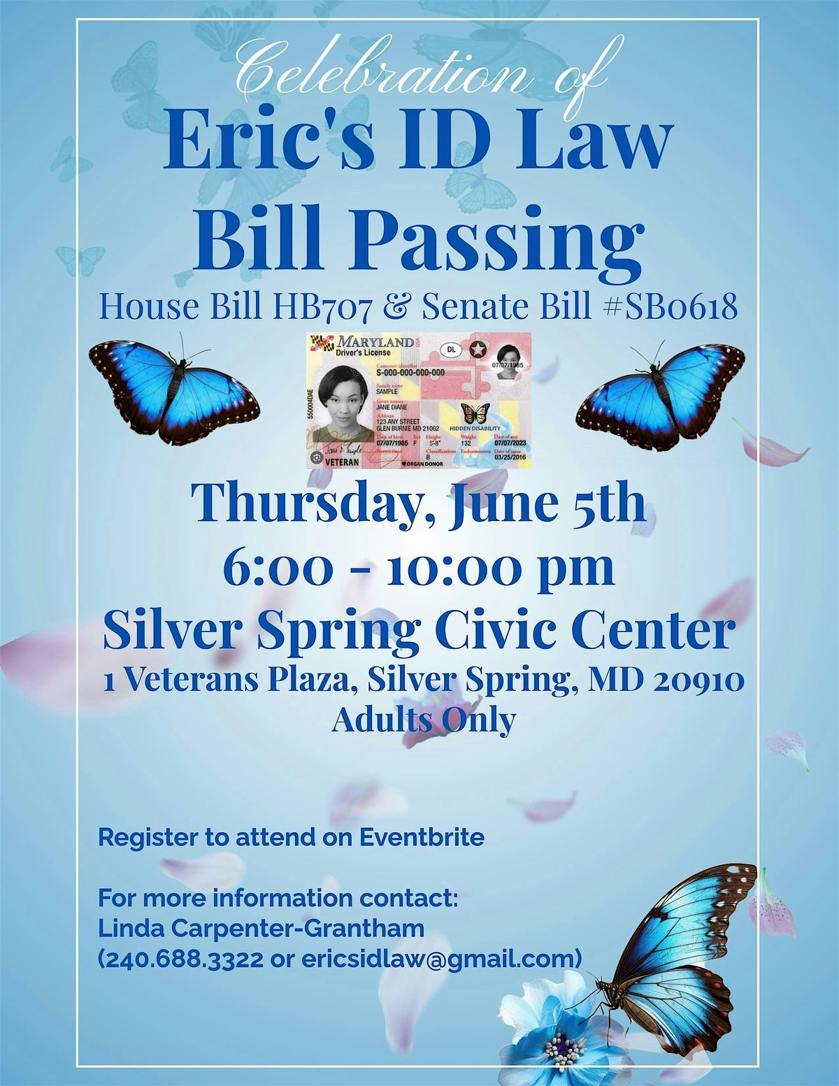 Celebration of Eric's ID Law Bill Passing | Event in Silver Spring | AllEvents