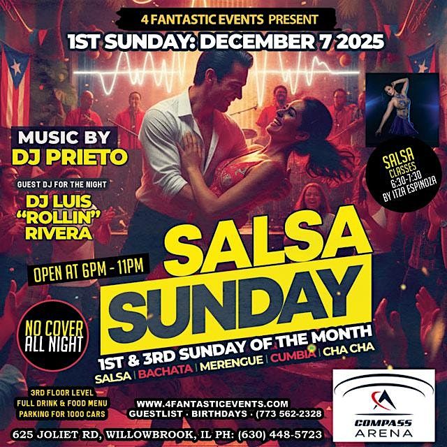 Salsa Sundays @ Compass Arena – Guest DJ & More!, 7 December | Event in Willowbrook | AllEvents