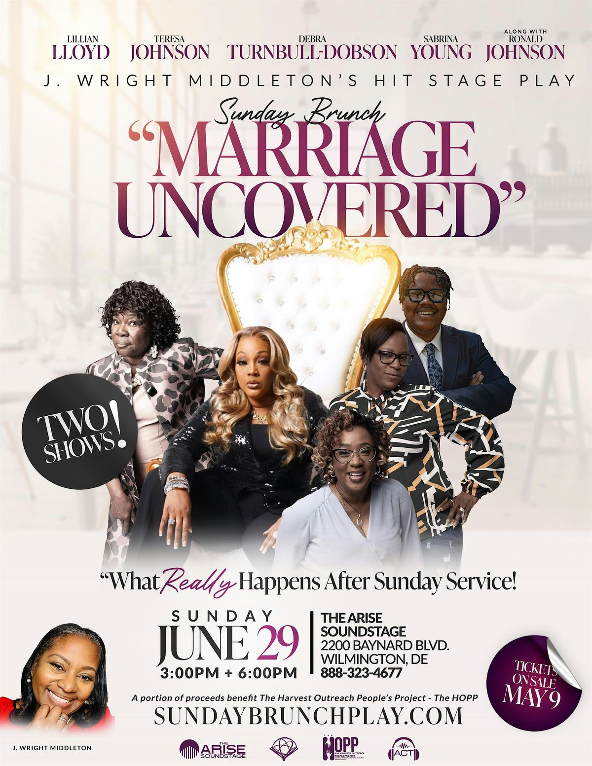 J. Wright Middleton's Sunday Brunch "Marriage Uncovered" 3 PM Show, 29 June | Event in Wilmington
