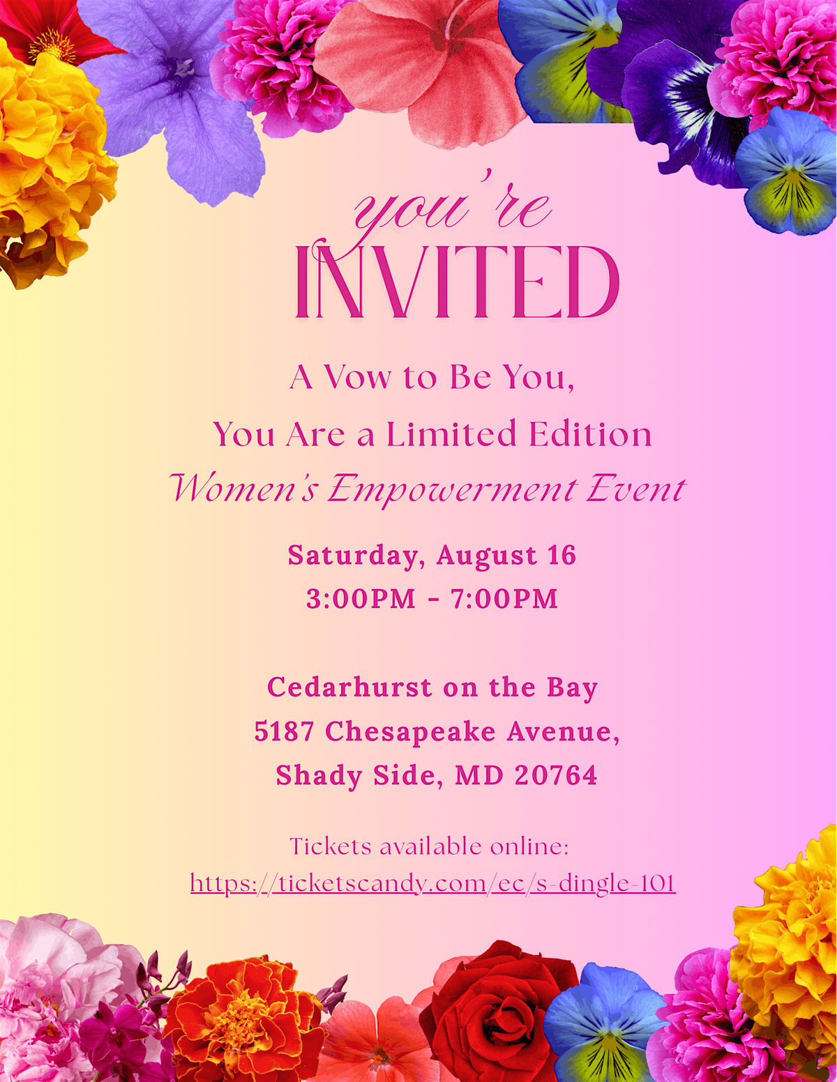 "A Vow To Be You...You Are A Limited Edition', 16 August | Event in Shady Side | AllEvents