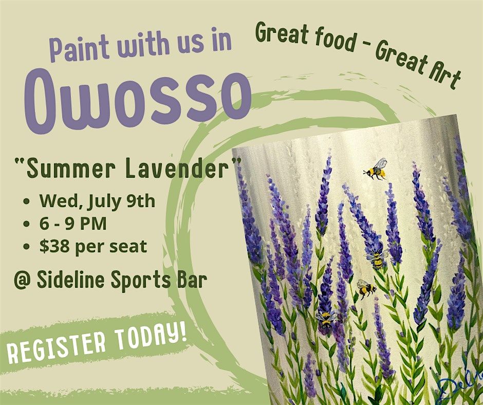 Summer Lavender - Paint and Sip at The Sideline - Owosso, 9 July | Event in Owosso | AllEvents