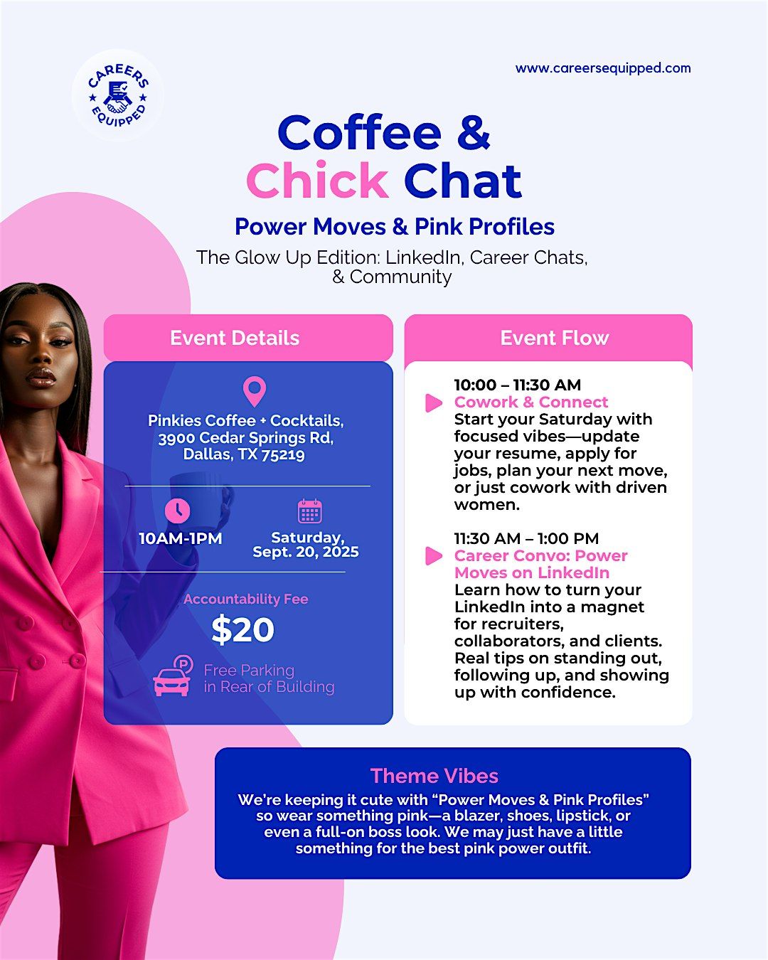 Coffee & Chick Chat Presents: Power Moves & Pink Profiles, 20 September | Event in Dallas | AllEvents