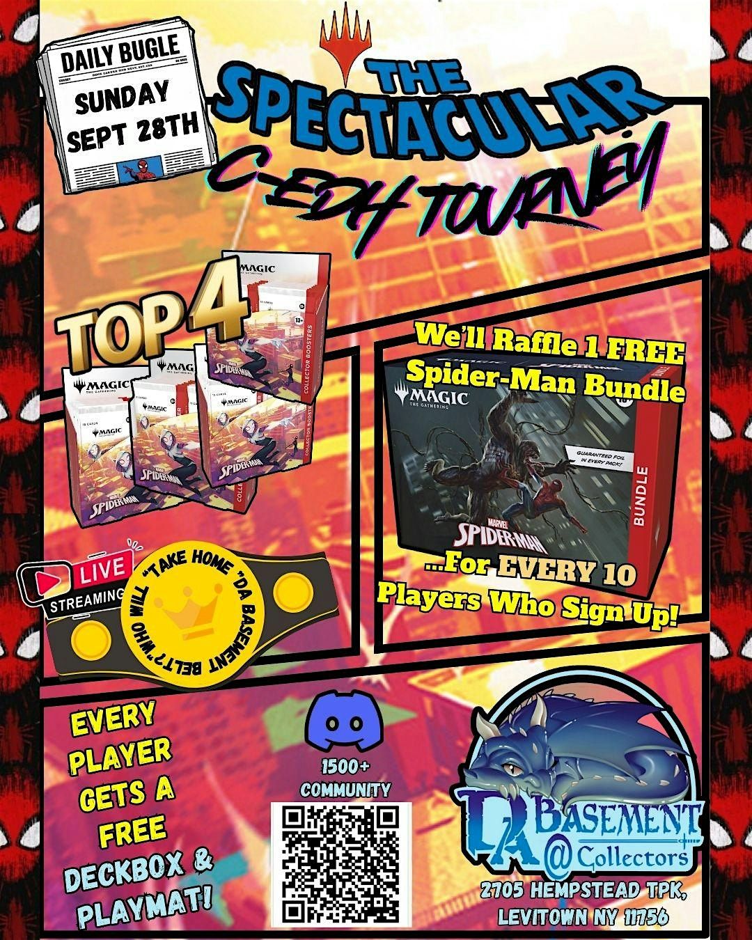 The Spectacular C-EDH Tourney (Top 4 Win A Spider-Man Collector Box!, 28 September | Event in Levittown | AllEvents