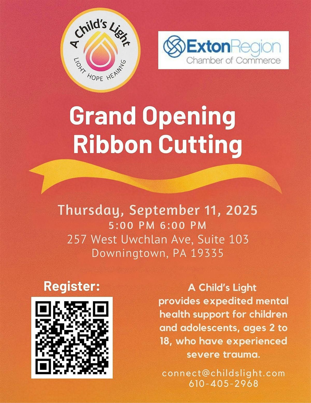 Grand Opening Ribbon Cutting – A Child’s Light, 11 September | Event in Downingtown | AllEvents