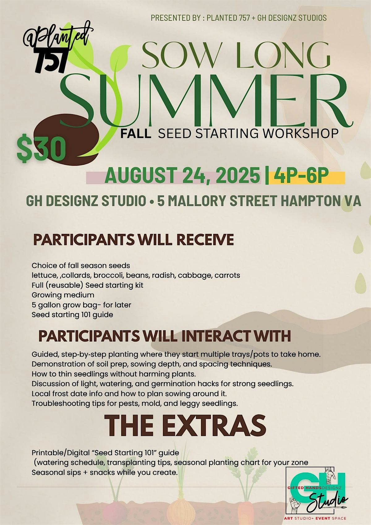 Sow Long Summer- Fall Seed Starting Workshop, 24 August | Event in Hampton | AllEvents