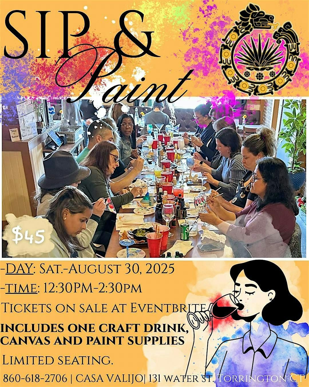 Sip and Paint at Casa VALIJO Torrington CT, 30 August | Event in Torrington | AllEvents