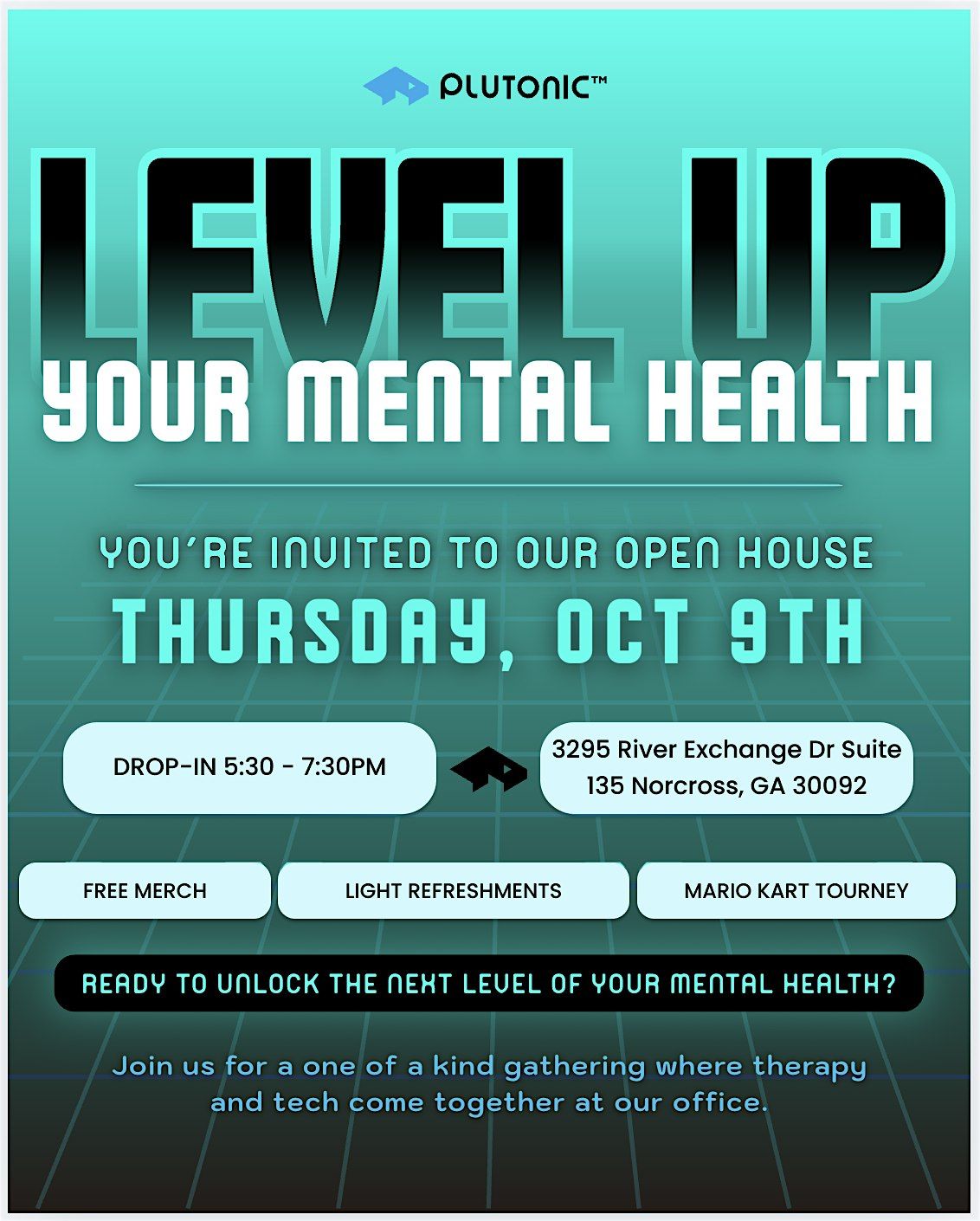 Plutonic Mental Health | Tech & Therapy Open House, 9 October | Event in Norcross | AllEvents