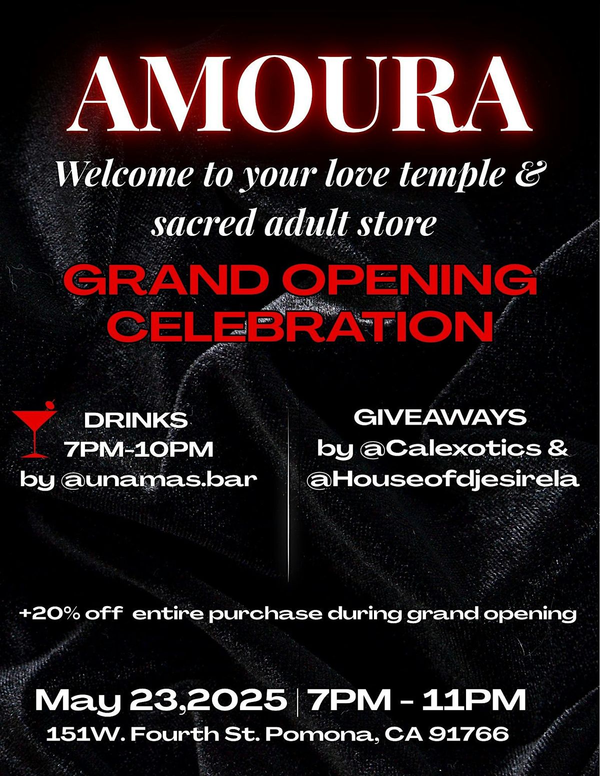 GRAND OPENING OF AMOURA | Event in Pomona | AllEvents