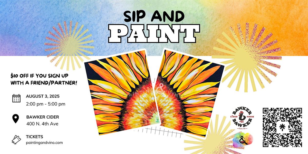 Partner Sunflower Paint and Sip at Bawker Cider, 3 August | Event in Tucson | AllEvents
