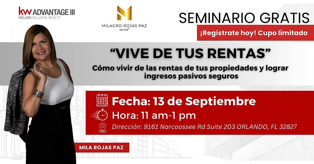 VIVE DE TUS RENTAS, 13 September | Event in Orlando | AllEvents