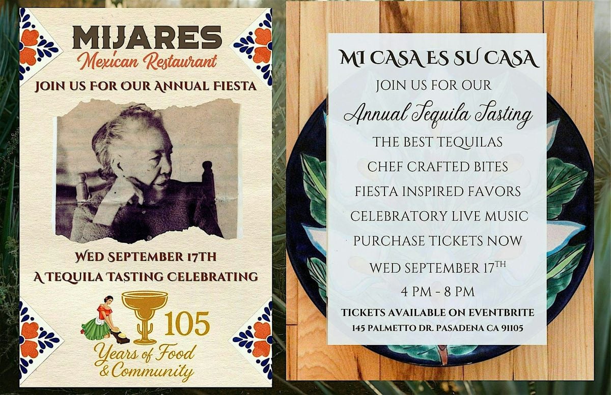 Mijares 105th Anniversary Tequila Tasting, 17 September | Event in Pasadena | AllEvents