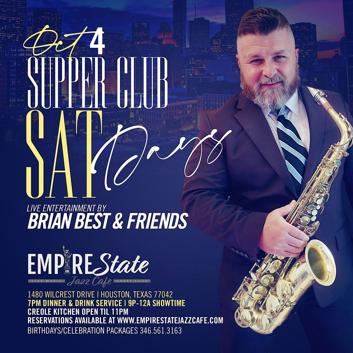 10/4 - Supper Club Saturdays featuring Brian Best & Friends, 4 October | Event in Houston | AllEvents