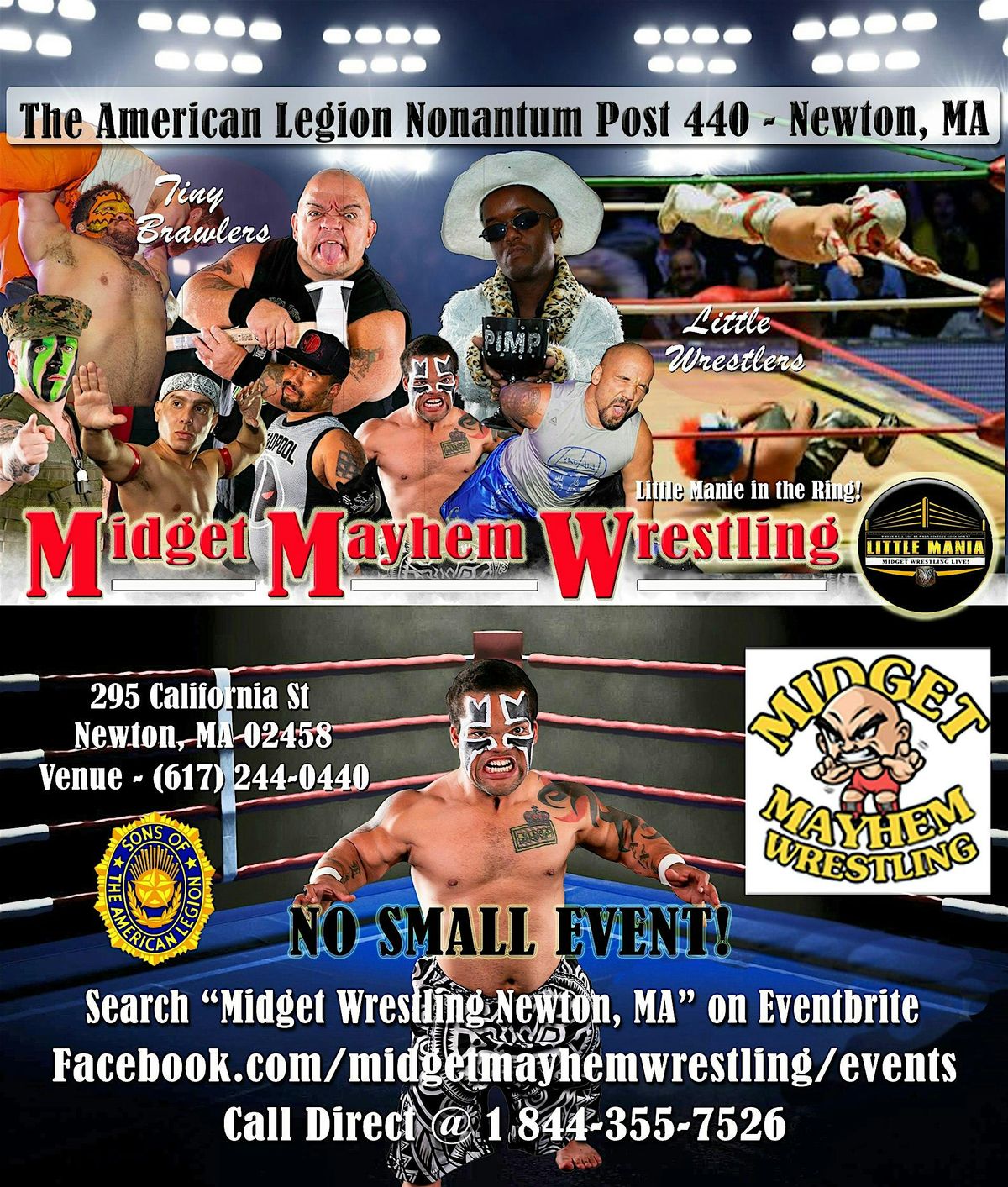 Midget Mayhem Wrestling Rips Through the Ring! Newton MA 16+, 20 November | Event in Newton | AllEvents