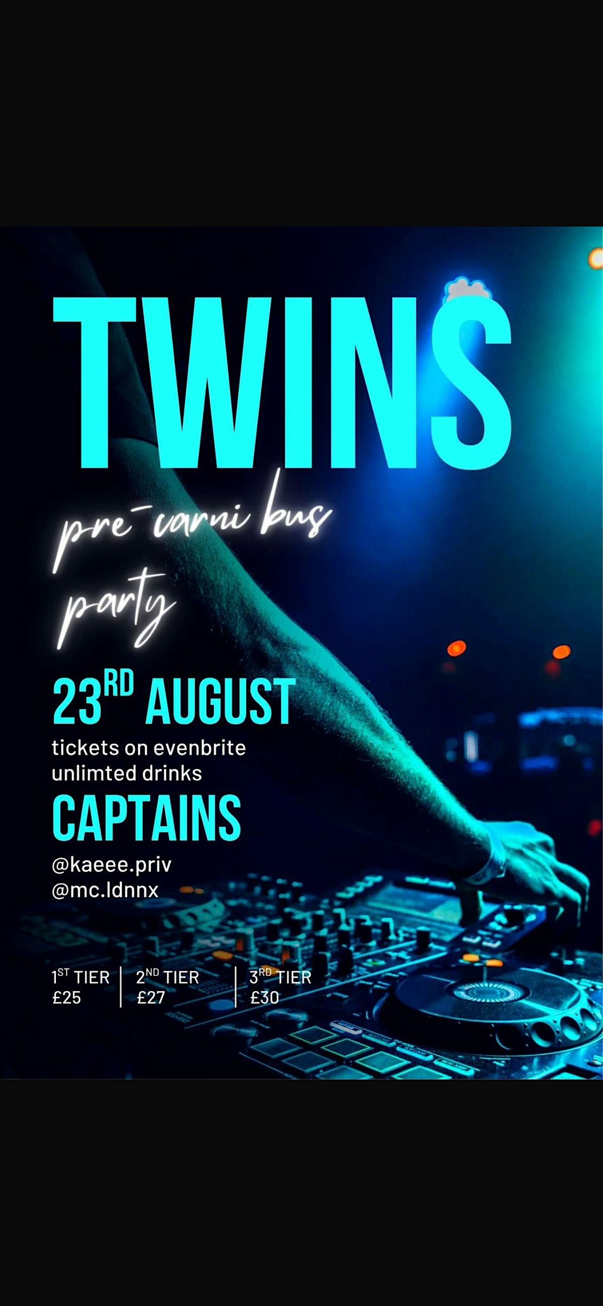TWINS pre Carni BUS PARTY, 23 August | Event in London | AllEvents