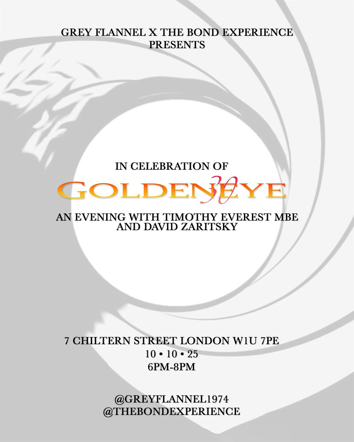 GoldenEye 30: An evening with Timothy Everest MBE & David Zaritsky, 10 October | Event in London | AllEvents