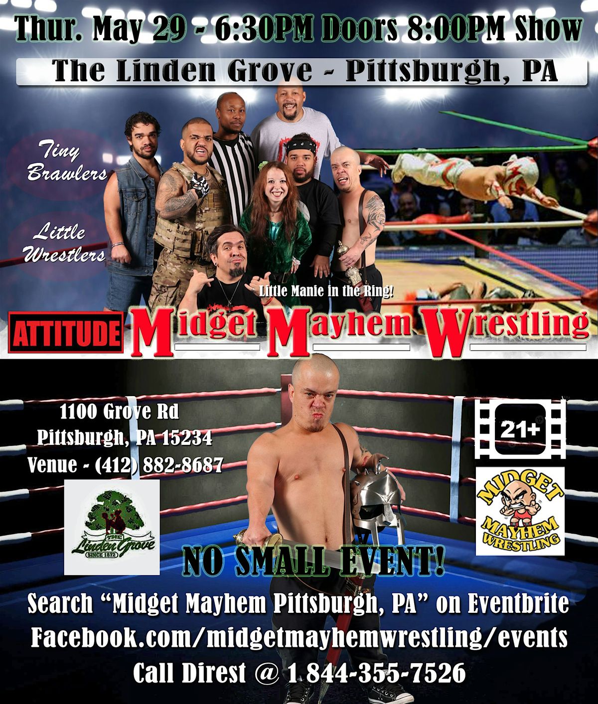Midget Mayhem Wrestling with Attitude Goes Wild! Pittsburgh PA 21+, 29 May | Event in Pittsburgh | AllEvents