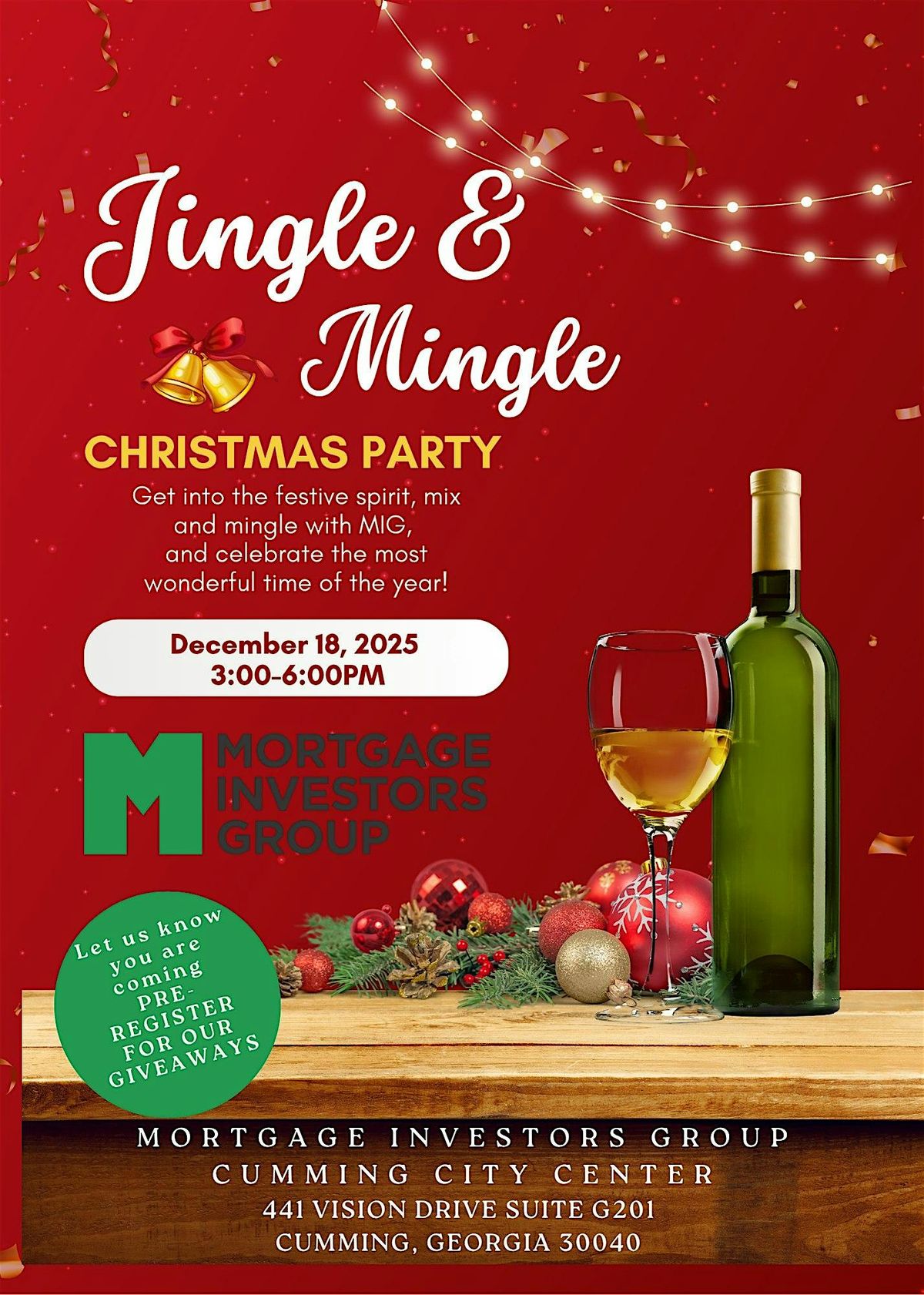 Jingle & Mingle at MIG- Holiday Open House, 18 December | Event in Cumming | AllEvents