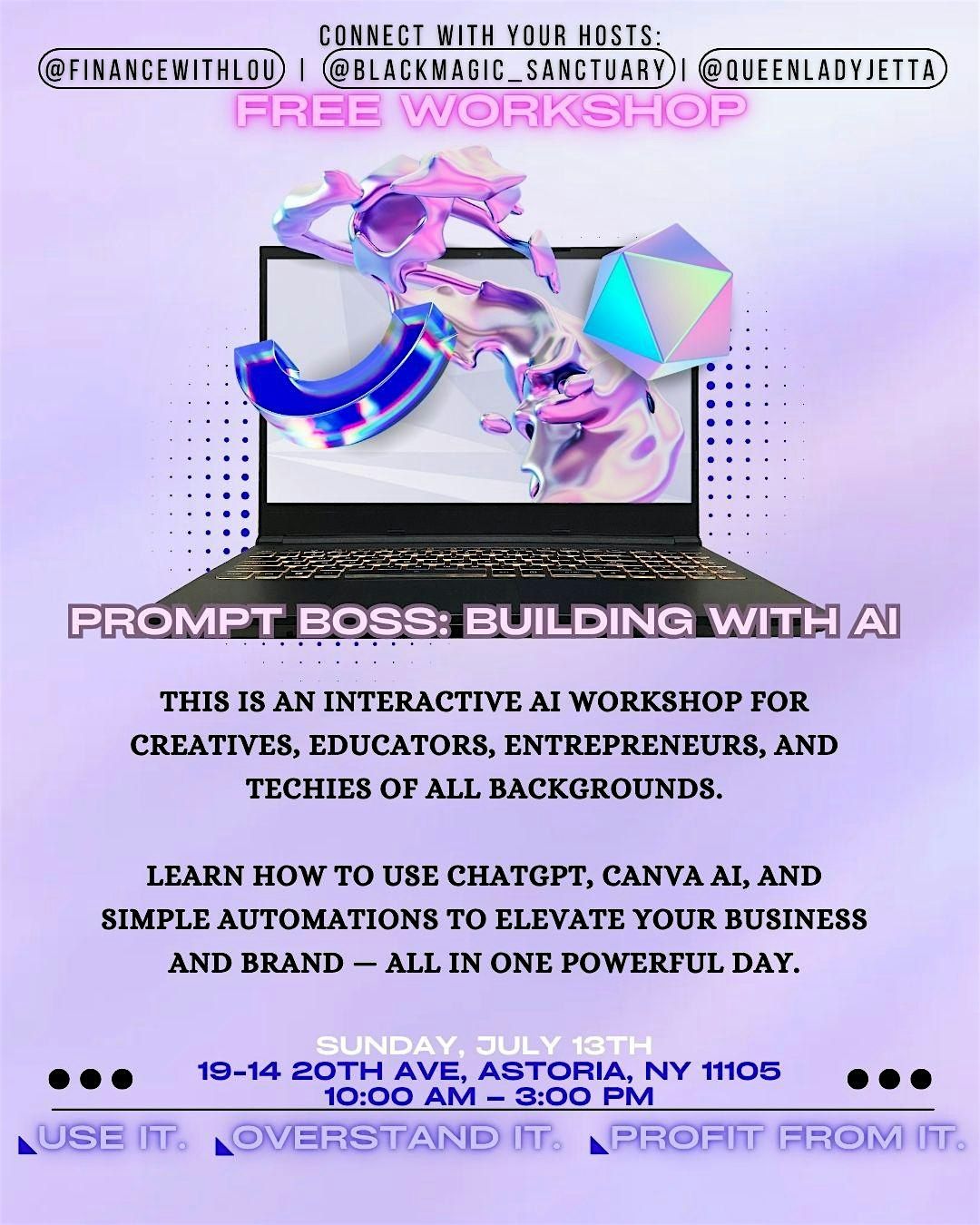 Prompt Boss: Building With AI, 20 July | Event in Queens | AllEvents