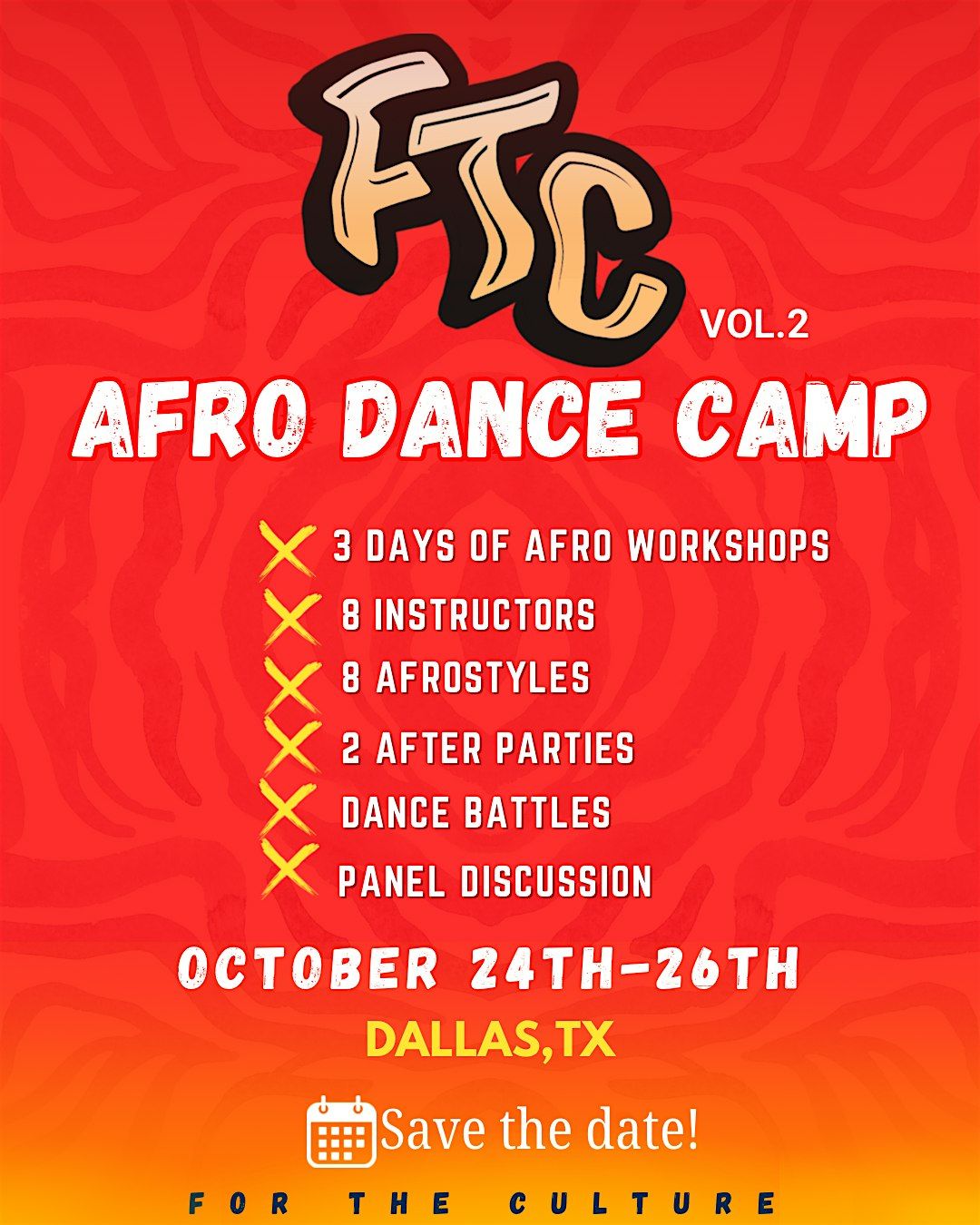 FTC AFRO DANCE CAMP, 24 October | Event in irving | AllEvents