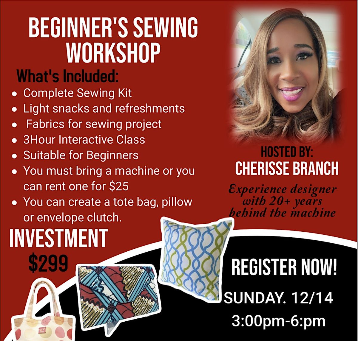 Beginner sewing workshop, 14 December | Event in Columbia | AllEvents