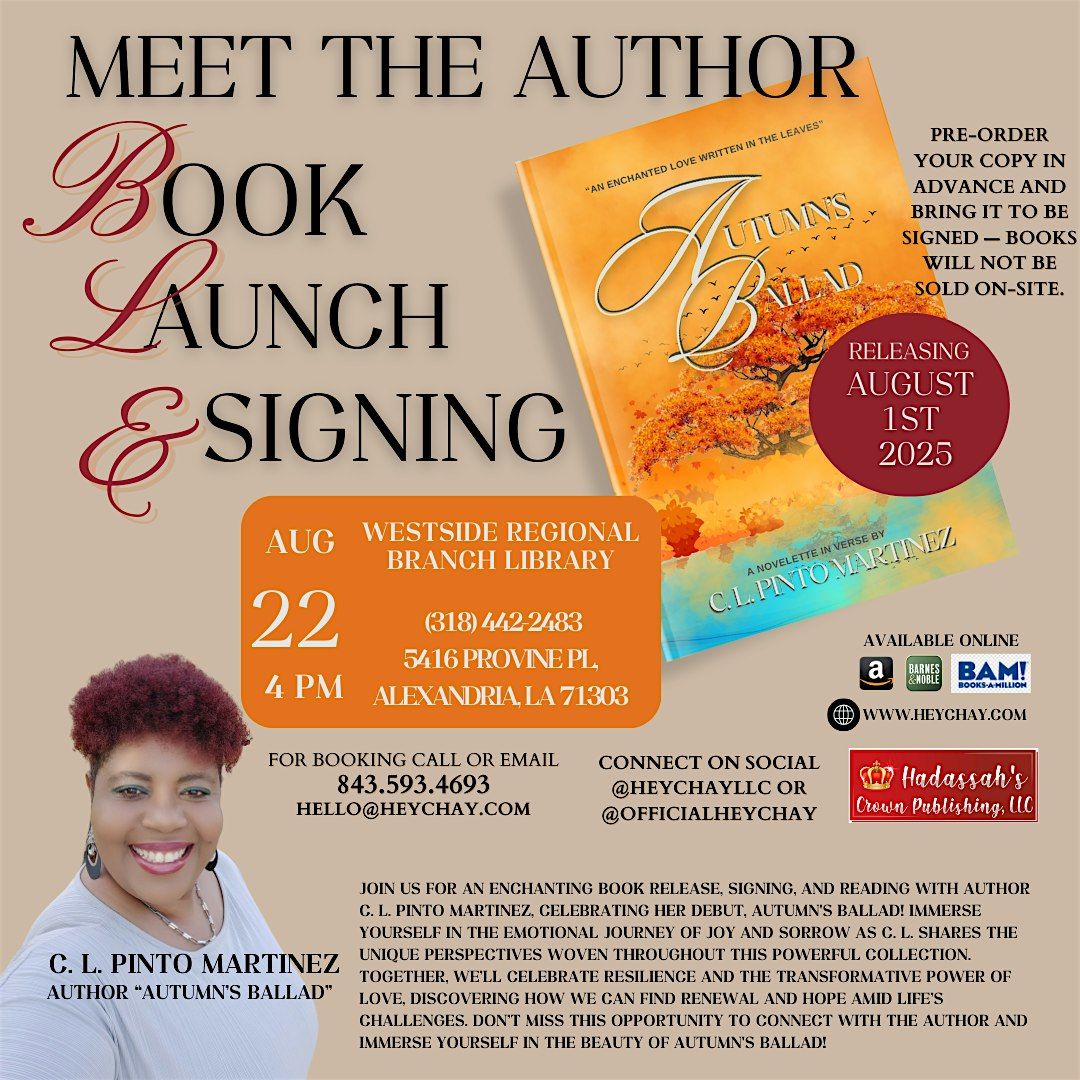 Autumn's Ballad Book Tour, 23 August | Event in Monroe | AllEvents