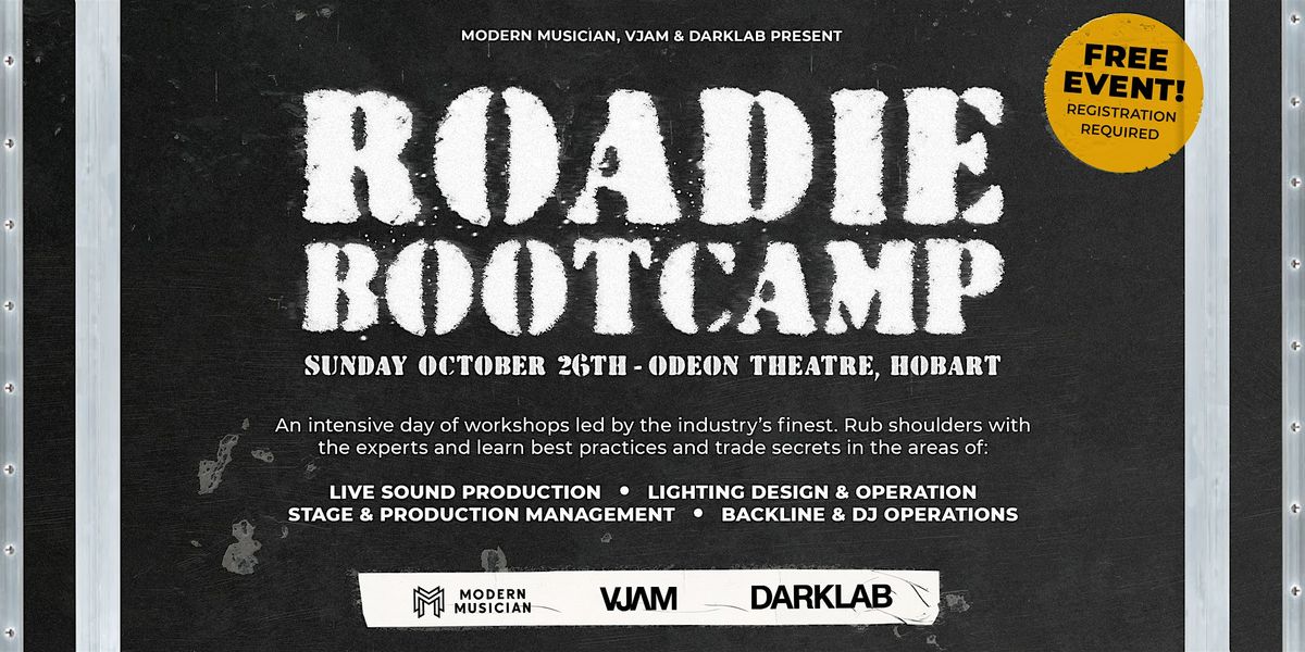 Roadie Bootcamp, 26 October | Event in Hobart | AllEvents