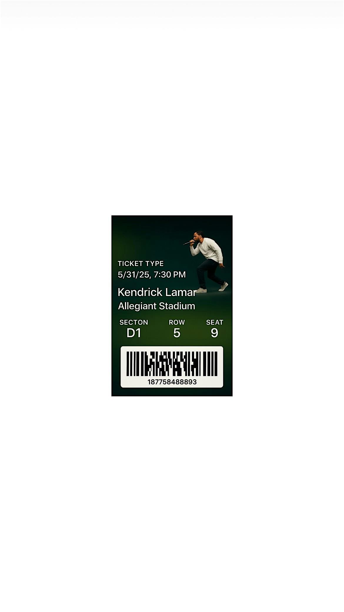 Ticket Master here’s your digital Kendrick Lamar ticket ! Seat 9, 31 May | Event in Las Vegas | AllEvents