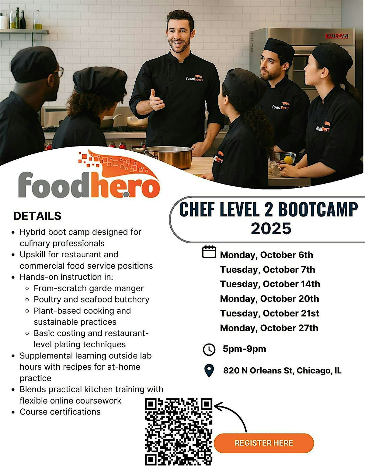 Food Hero: Chef Level Two Bootcamp  2025, 6 October | Event in Chicago | AllEvents