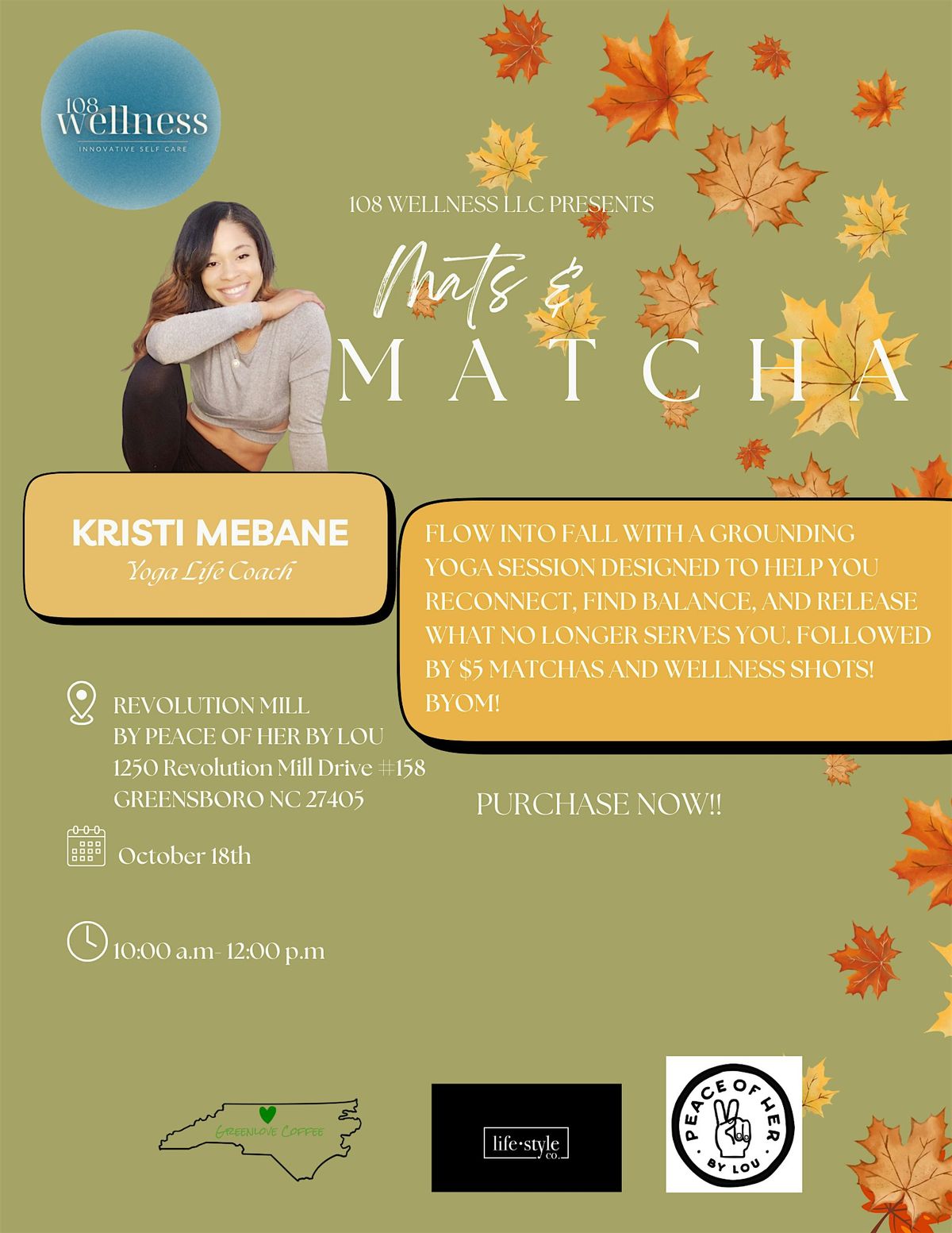 Mats and Matcha, 18 October | Event in Greensboro | AllEvents
