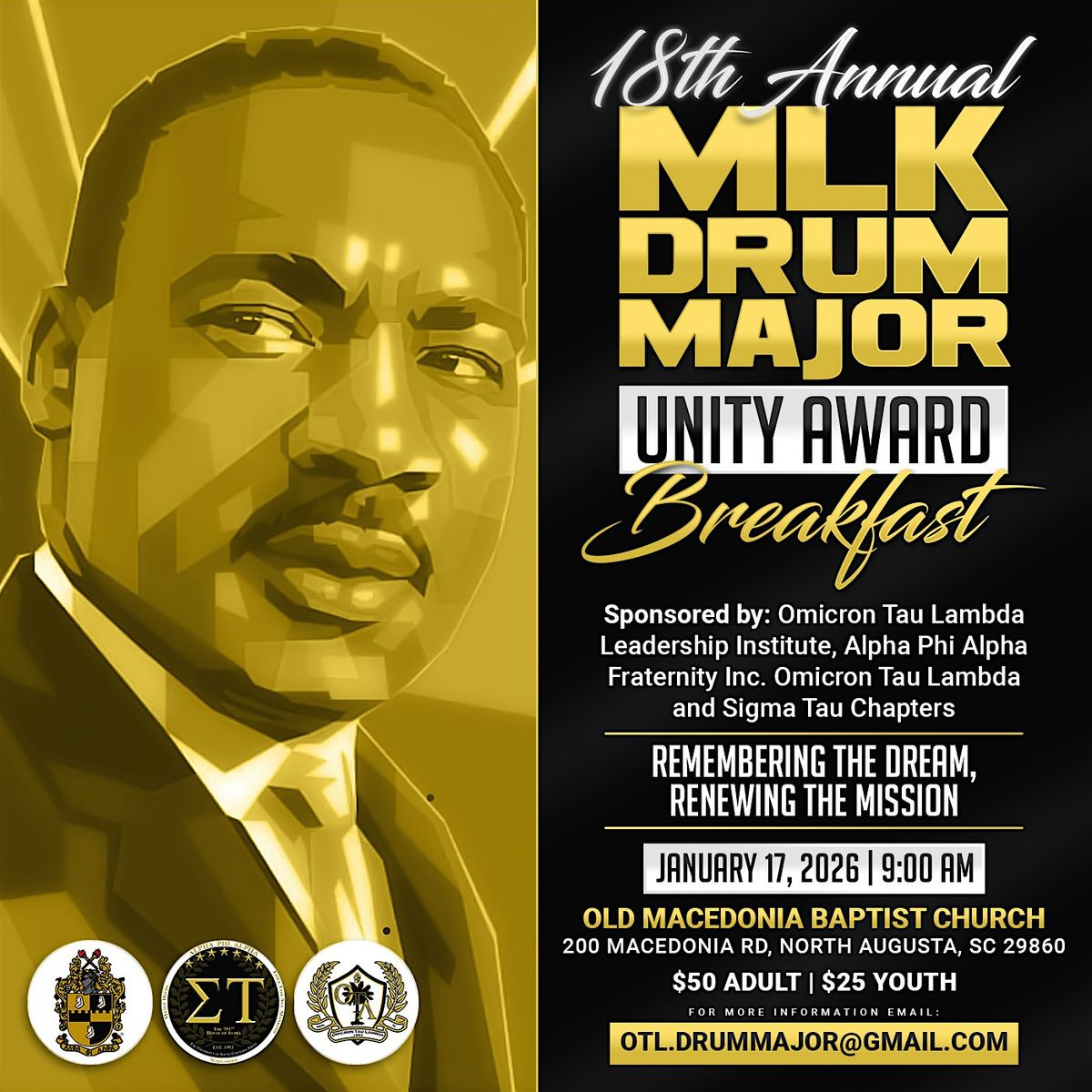 18th Annual MLK Drum Major Unity Award Breakfast, 17 January | Event in North Augusta | AllEvents