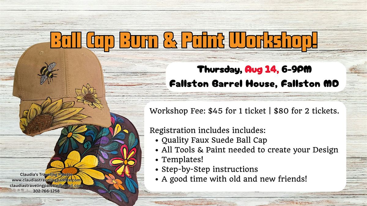 Burn & Paint: Baseball Hat Workshop at Fallston Barrel House, 14 August | Event in Fallston | AllEvents