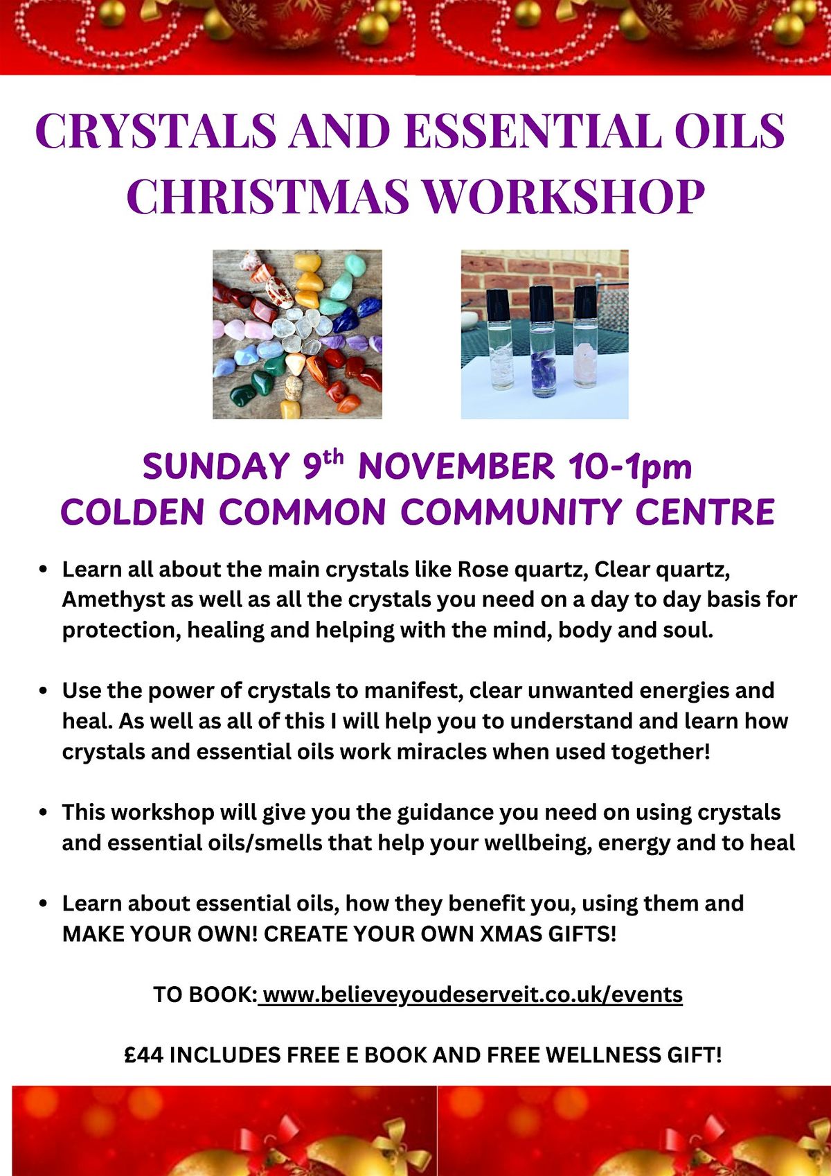 Crystals and Essential Oils CHRISTMAS Workshop!, 9 November | Event in Colden Common | AllEvents