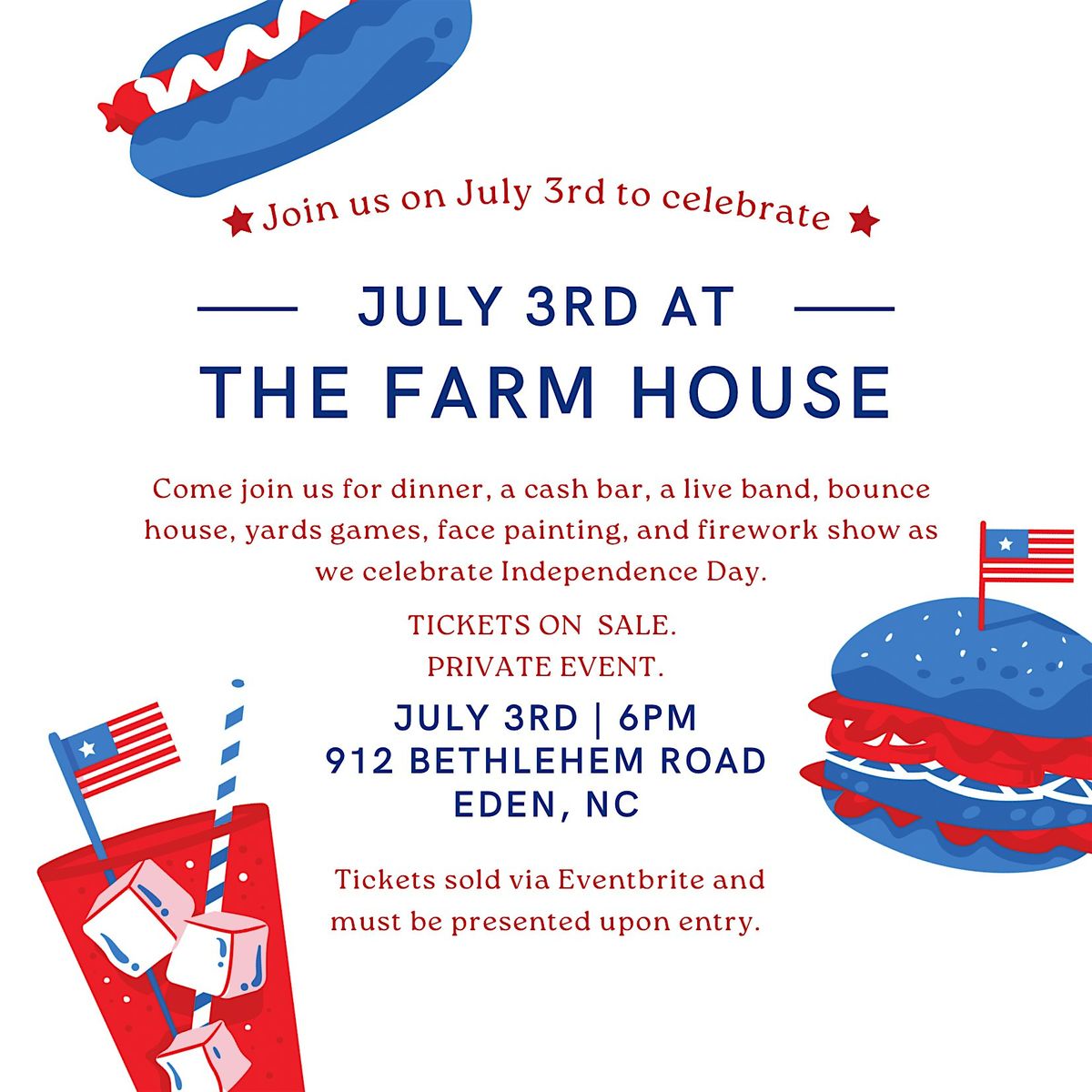 3rd Annual  July 3rd at The Farm House, 3 July | Event in Eden | AllEvents