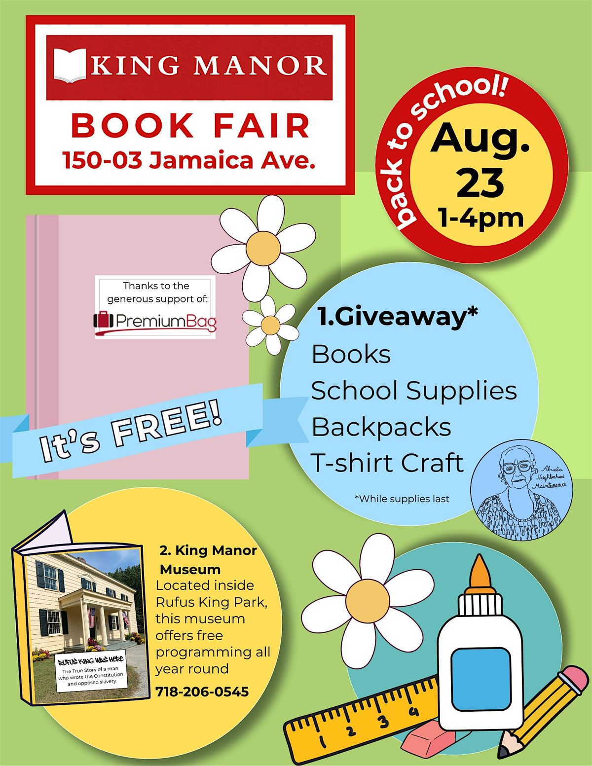 Hands-on History: Back-to-School Supplies Giveaway, 23 August | Event in Queens | AllEvents