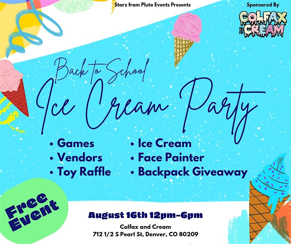 Back to School Ice Cream Party, 16 August | Event in Denver | AllEvents