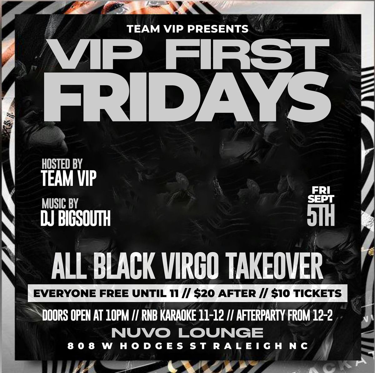 VIP First Fridays | All Black Virgo Bash, 5 September | Event in Raleigh | AllEvents