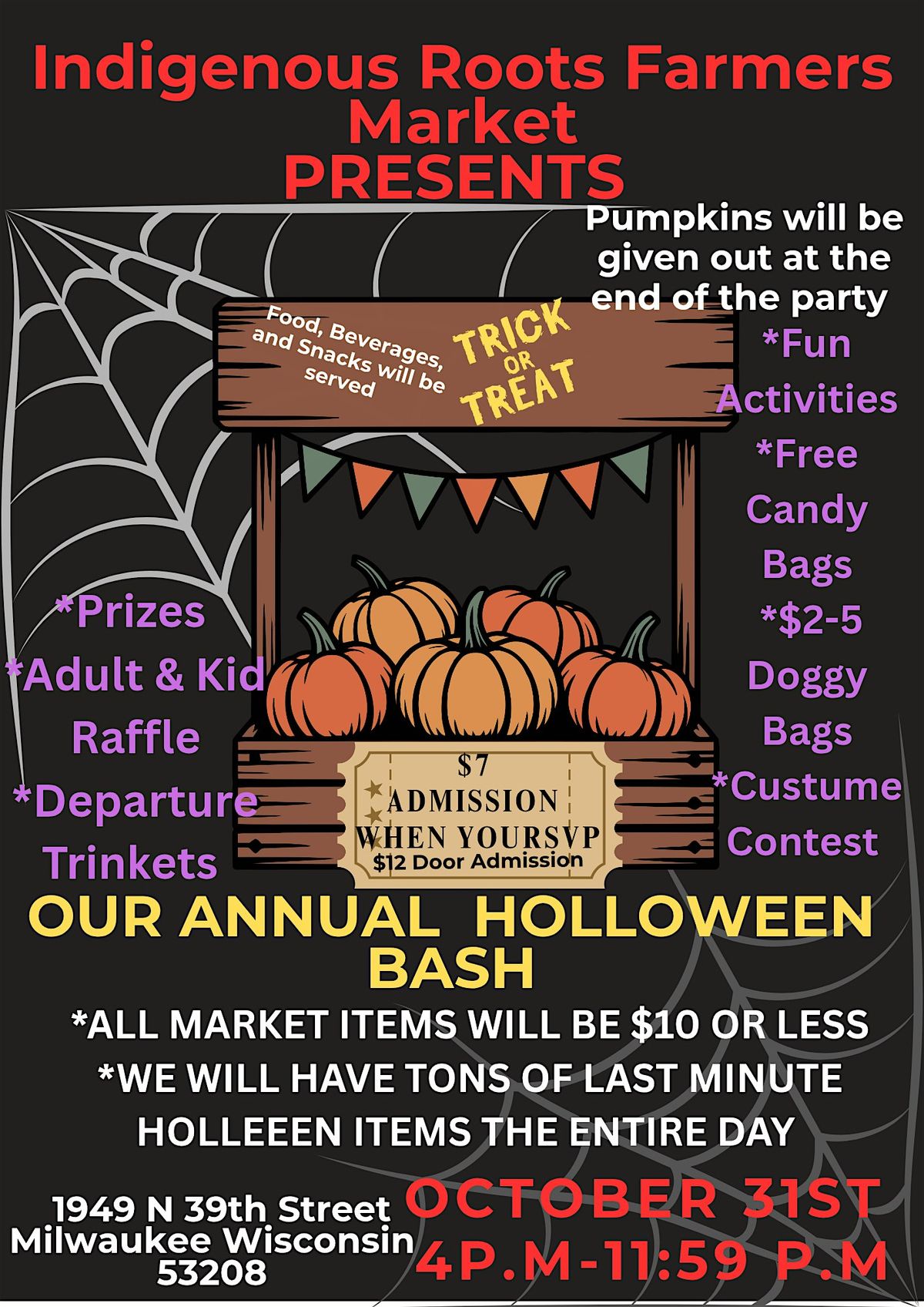 INDIGENOUS ROOTS FARMERS MARKET ANNUAL HOLLOWEEN BASH, 31 October | Event in Milwaukee | AllEvents
