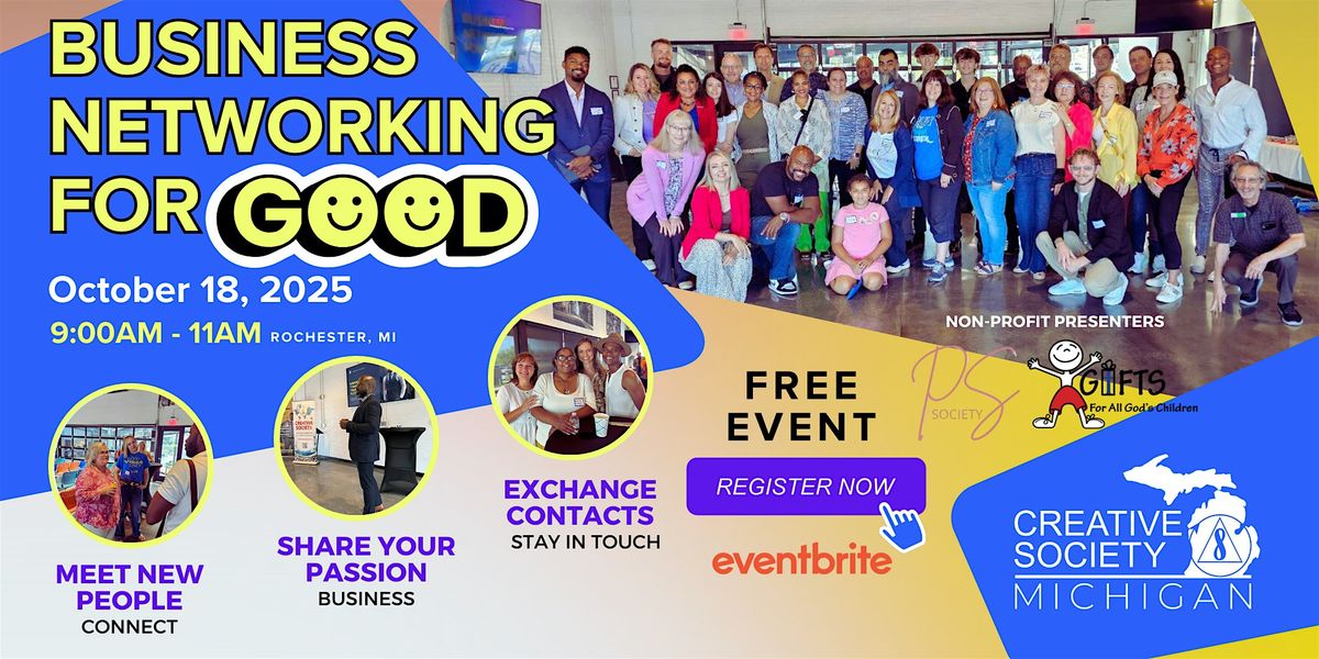 Business Networking For Good - Free Saturday Event  in Rochester, MI, 18 October | Event in Rochester | AllEvents