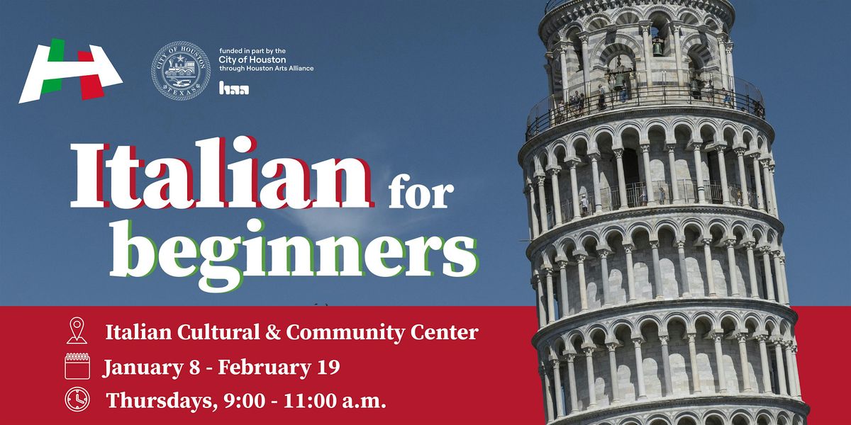 Italian for Beginners - A1S1, 8 January | Event in Houston | AllEvents